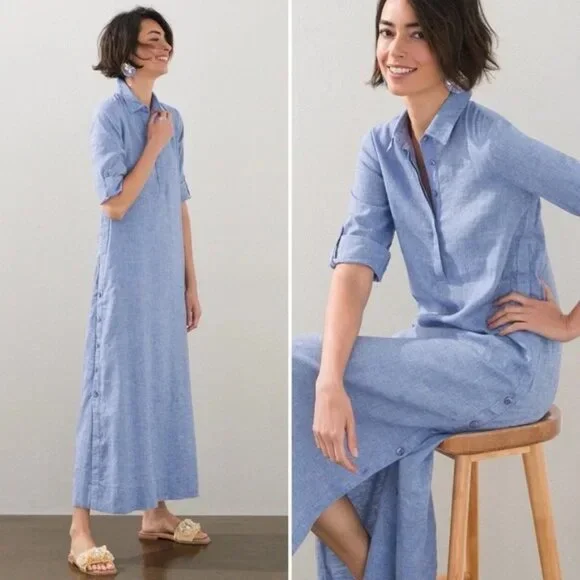 Women's Clothing Chico's Denim Long Dresses Denim